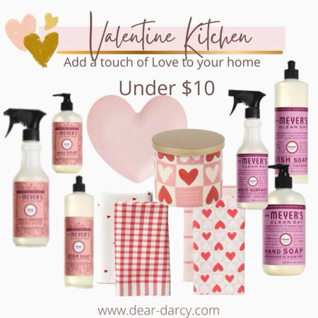 Valentine Items for your kitchen ♥️🌸💋💕
A cute & affordable way to add a touch on Valentine’s Day to your home!♥️💕

Meyers clean products - dish soap, hand soap and counter spray ♥️ I like to have this collection sitting on my kitchen sink tray♥️ &4.95 each 

Cute dish towels set of 2 $8

Heart dish $5
Valentine candle $10 


#LTKhome #LTKGiftGuide #LTKstyletip