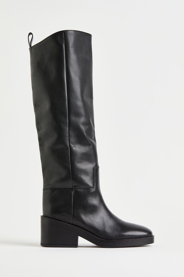 Knee-high leather boots | H&M (UK, MY, IN, SG, PH, TW, HK)
