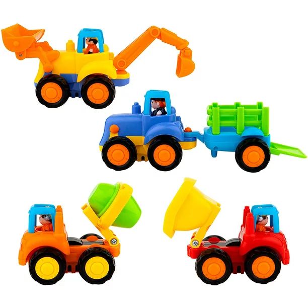 Toy To Enjoy Construction Vehicle Toy Set (Pack of 4) – Farm Tractor with Wagon, Bulldozer, Cem... | Walmart (US)