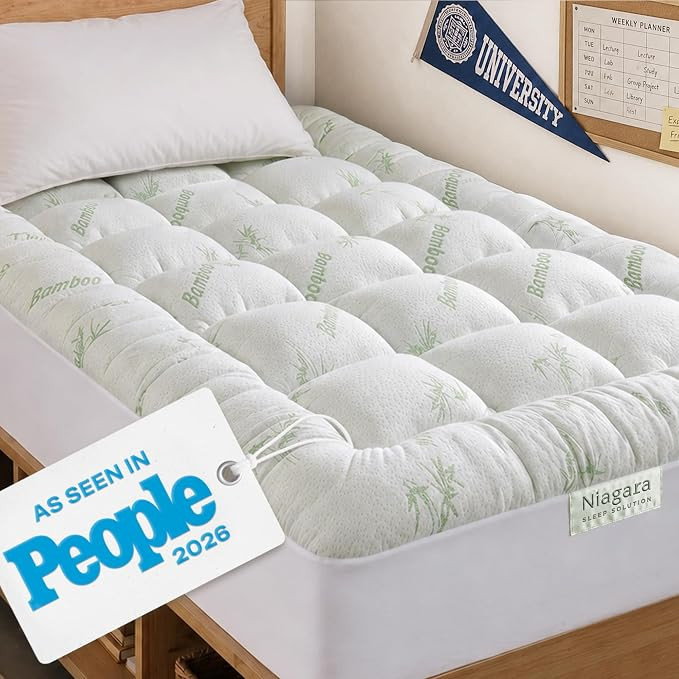 Niagara Sleep Solution Ultra Soft Twin XL Size Mattress Topper - Rayon Derived from Bamboo Pillow... | Amazon (US)