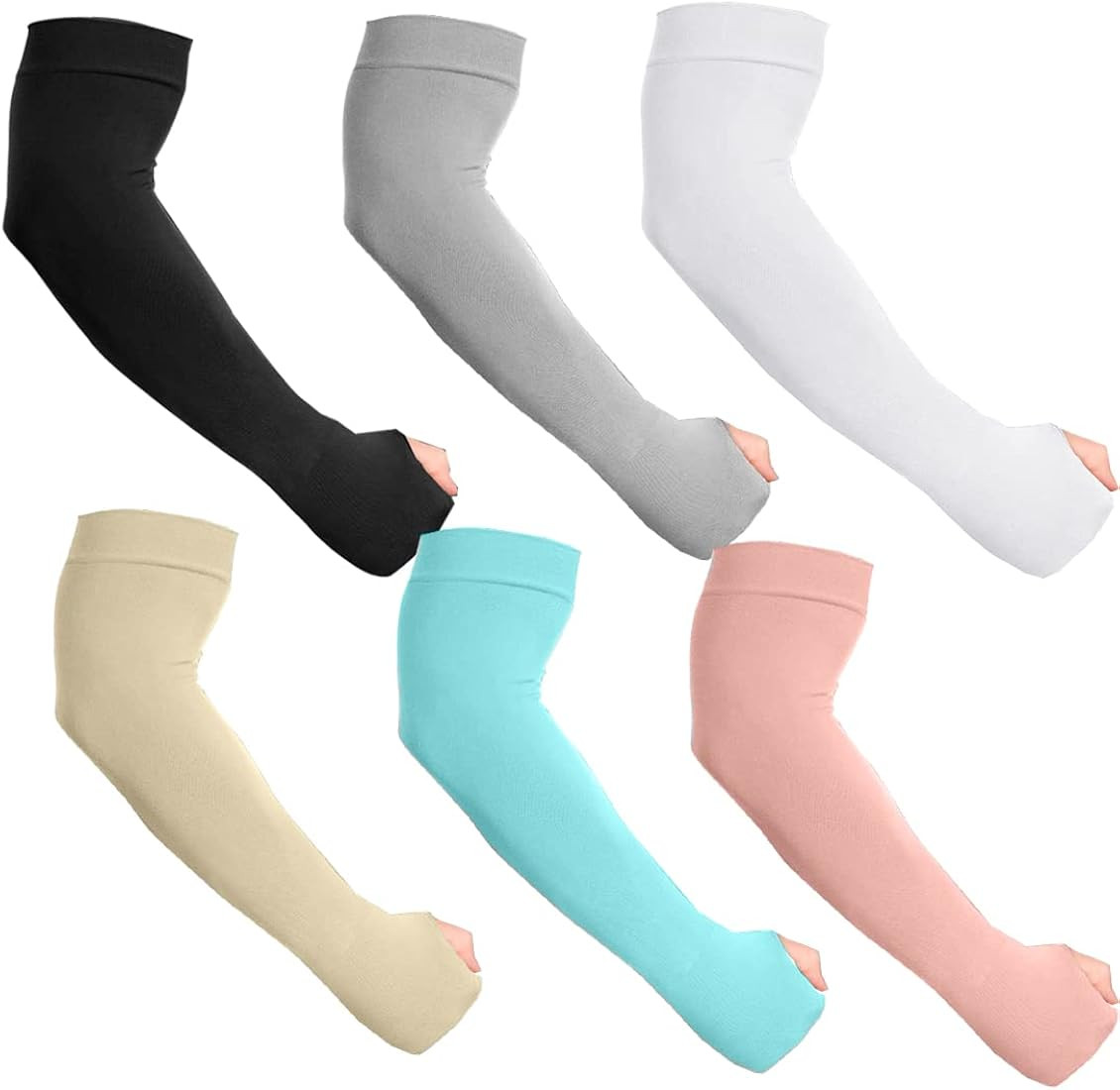 Sun UV Protection Arm Sleeve Cover with Thumb Hole for Men Women Outdoor (6 pair mixing) | Amazon (CA)