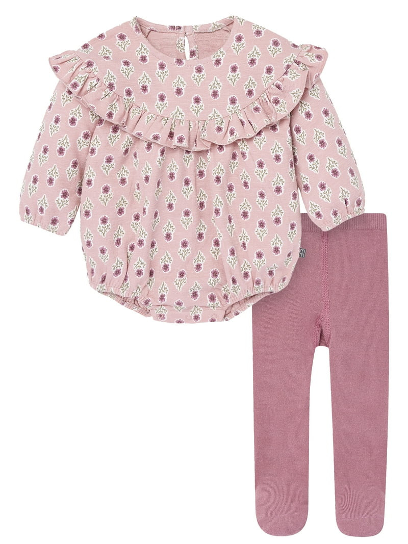 Modern Moments by Gerber Baby Girl Bubble Romper and Tights Outfit Set, 2-Piece, Sizes 0/3 Months... | Walmart (US)