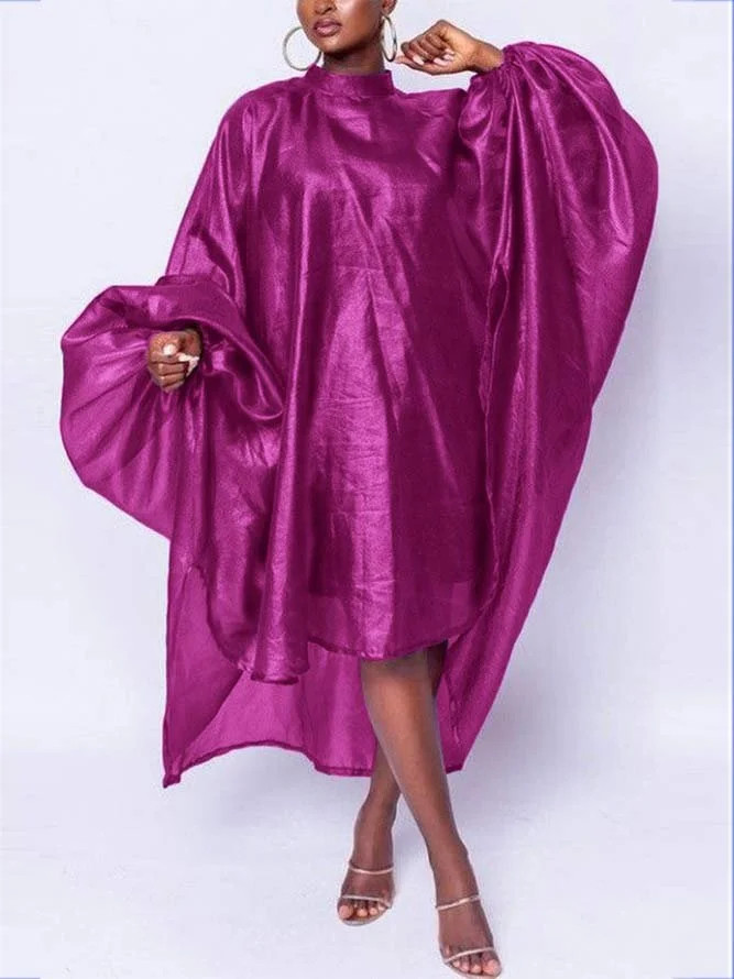 Regular Fit Stand Collar Plain Elegant Wedding Guest Dress | Stylewe