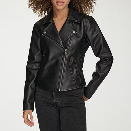 Levi's Womens Faux Leather Midweight Motorcycle Jacket, Large, Black | JCPenney