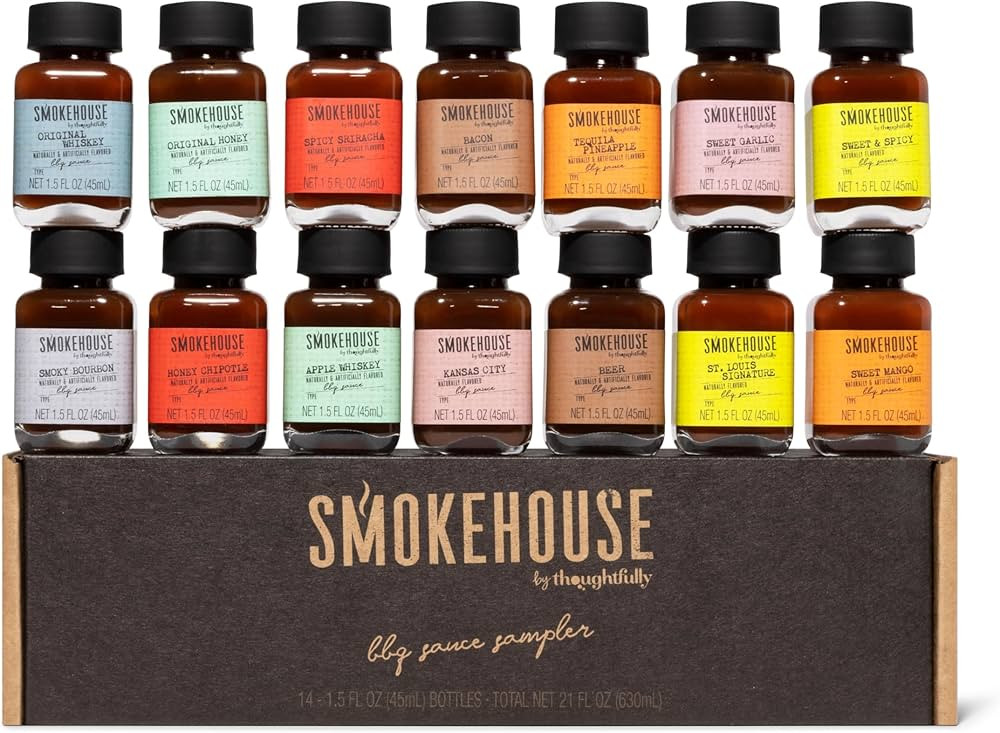 Smokehouse by Thoughtfully, Gourmet BBQ Sauce Sampler Variety Pack in Glass Bottles, Vegan and Ve... | Amazon (US)
