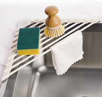 Tomorotec Compact Silicone-Coated Triangle Dish Drying Rack for Sink Corner - Foldable Stainless ... | Amazon (US)