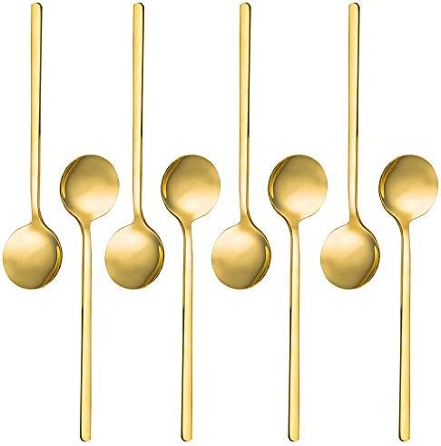 Amazon.com | Pack of 8, Gold Plated Stainless Steel Espresso Spoons, findTop Mini Teaspoons Set f... | Amazon (US)