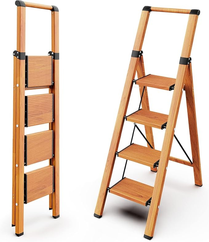 WOA WOA 4 Step Ladder, Ladders for Home, Anti-Slip Pedals, Aluminum Step Stool Foldable, Lightwei... | Amazon (US)