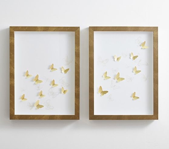 Monique Lhuillier Butterfly Diptych Wall Art | Pottery Barn Kids