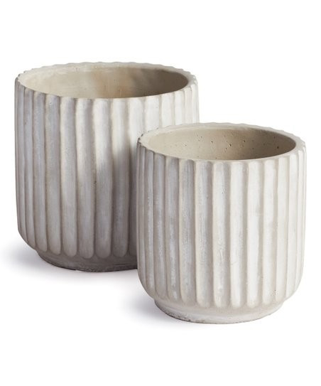 Light Gray Fluted Chandler Pot - Set of Two | Zulily