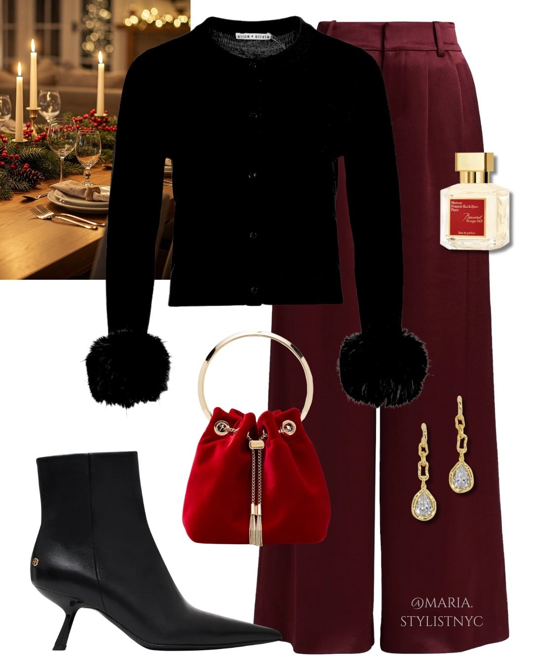 A Night to Remember
The centerpiece of the outfit is a sleek Alice + Olivia black cardigan, elevated by whimsical feather-trimmed cuffs that add a touch of vintage flair to every gesture. Paired with rich burgundy pants, the silhouette is elongated and sophisticated, striking that elusive balance between comfort and "best-dressed" status 🖤💫✨

#LTKootd #LTKSeasonal #LTKHoliday