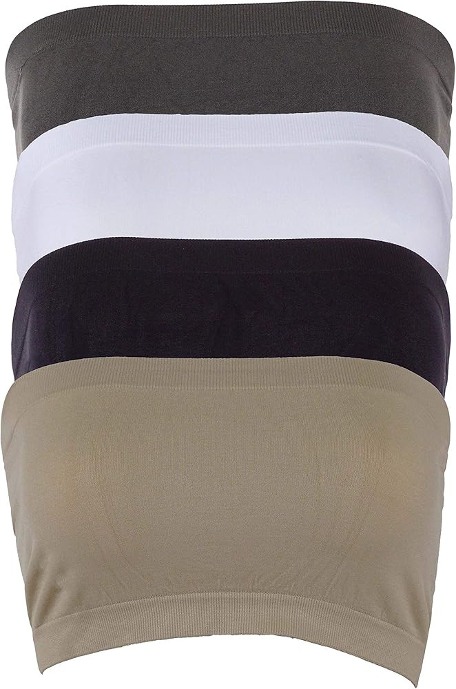 Women's Tube Top Strapless Bandeau Bra Multi Pack Seamless Regular and Plus Sizes | Amazon (US)