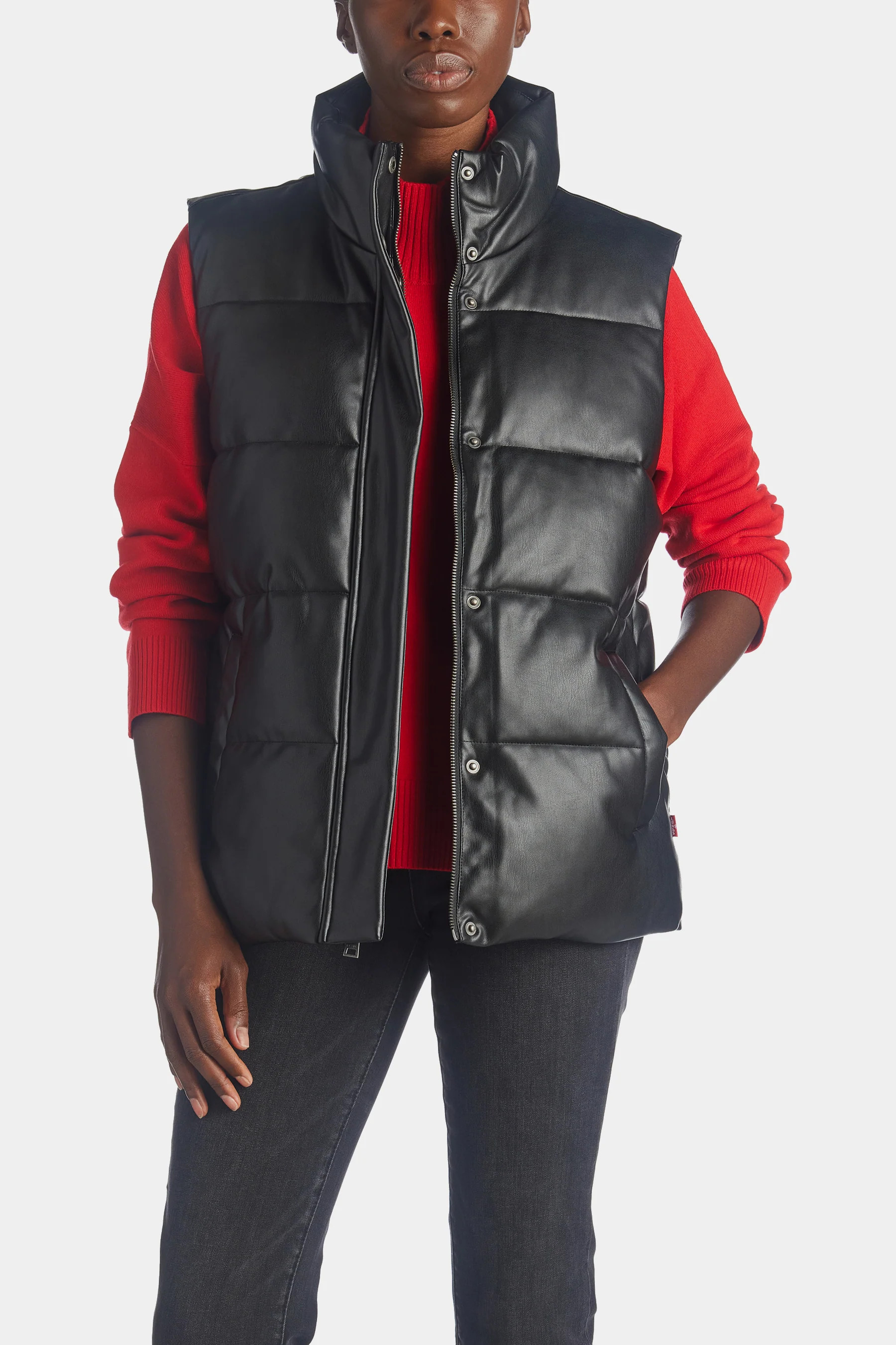 Levi's Women's Oversized Vegan Leather Vest in Camel Medium Lord & Taylor | Lord & Taylor