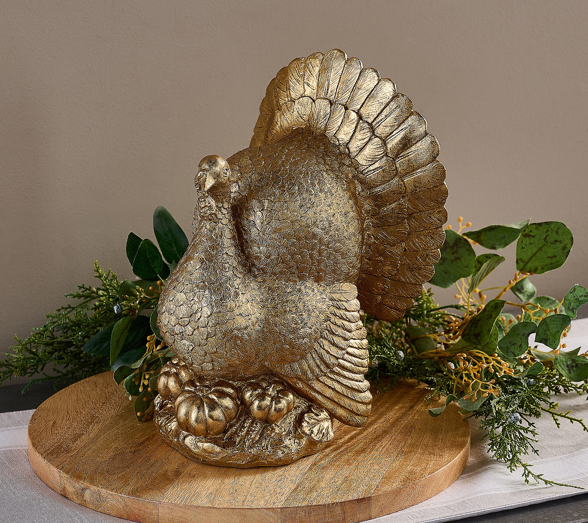 Martha Stewart 12"" Gilded Golden Turkey Figurine | QVC