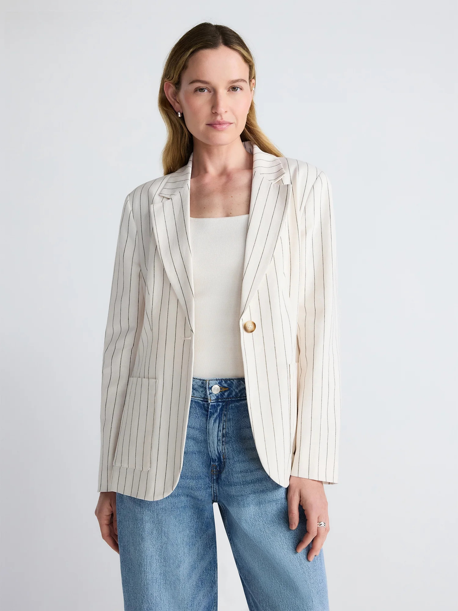 Scoop Women’s and Women's Plus Linen Blend Blazer, Sizes XS-4X | Walmart (US)