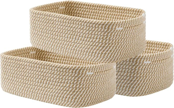 KALLAX Small Woven Storage Basket for Organizing, 12 x 8 x 4.5 inch, 3 Pack | Amazon (US)