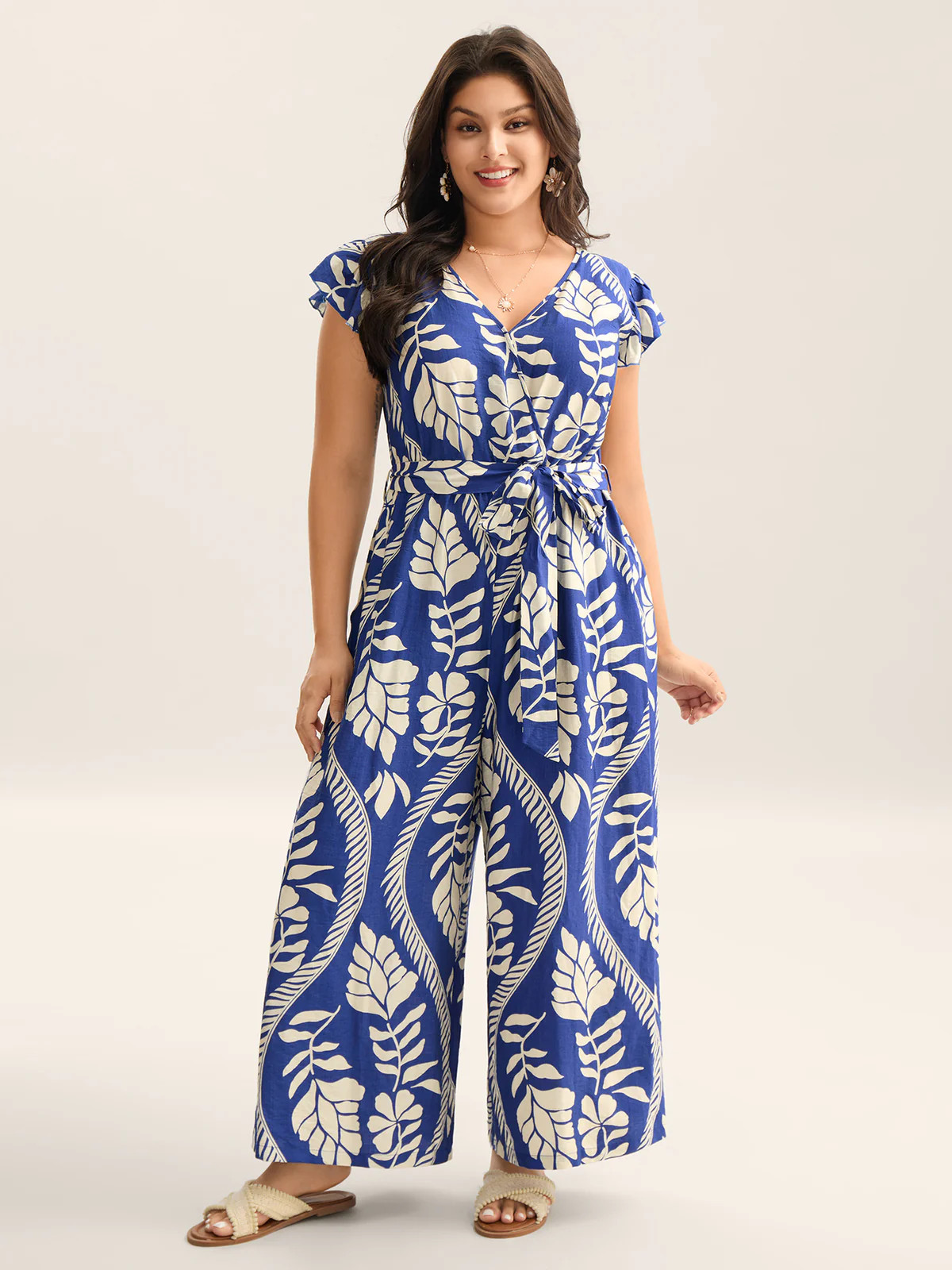 Large Floral Print Pockets Jumpsuit | Bloomchic