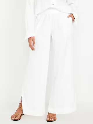 High-Waisted Crinkle Gauze Super Wide-Leg Pants | Old Navy (US)