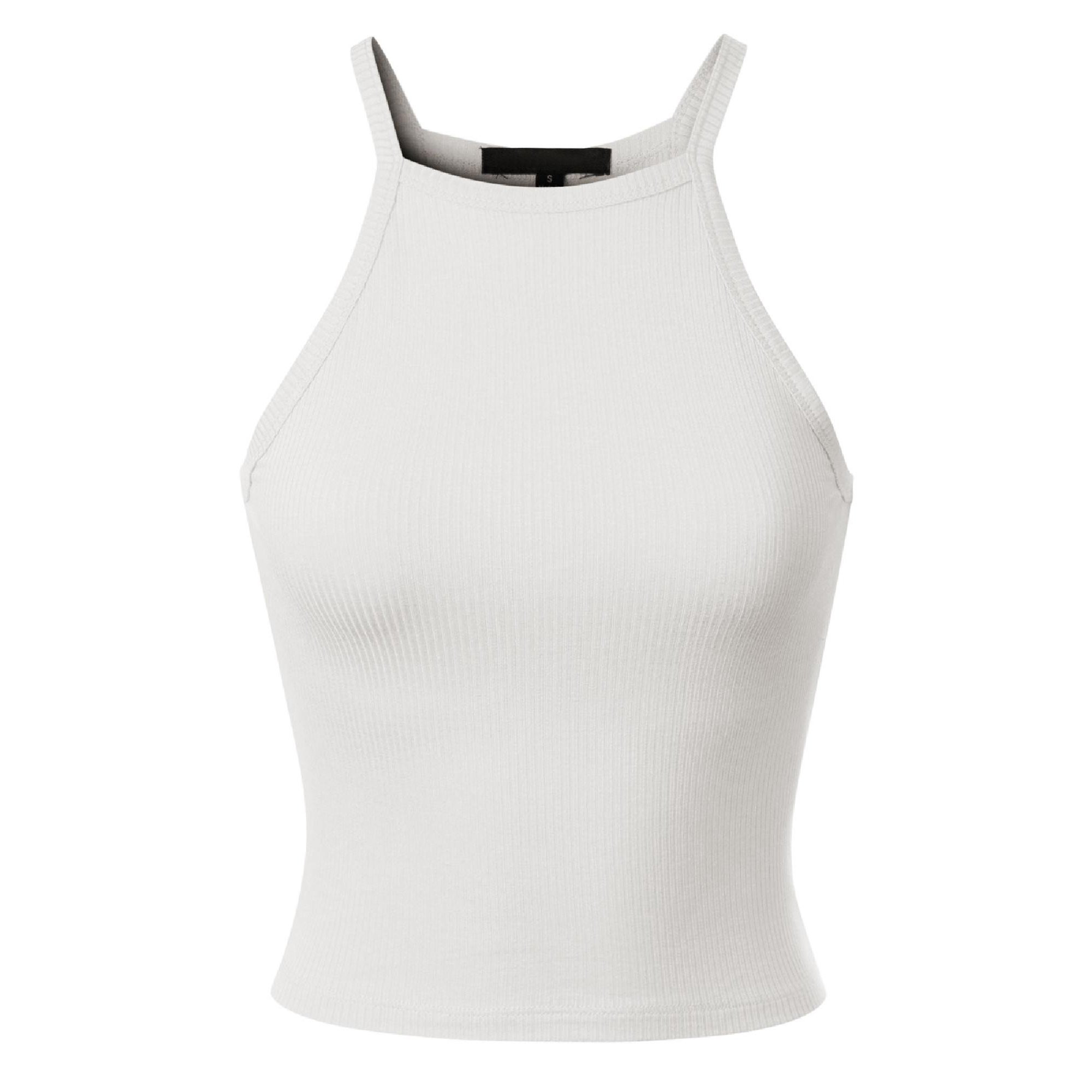 Made by Olivia Women's Basic High Neck Ribbed Crop Tank Top | Walmart (US)