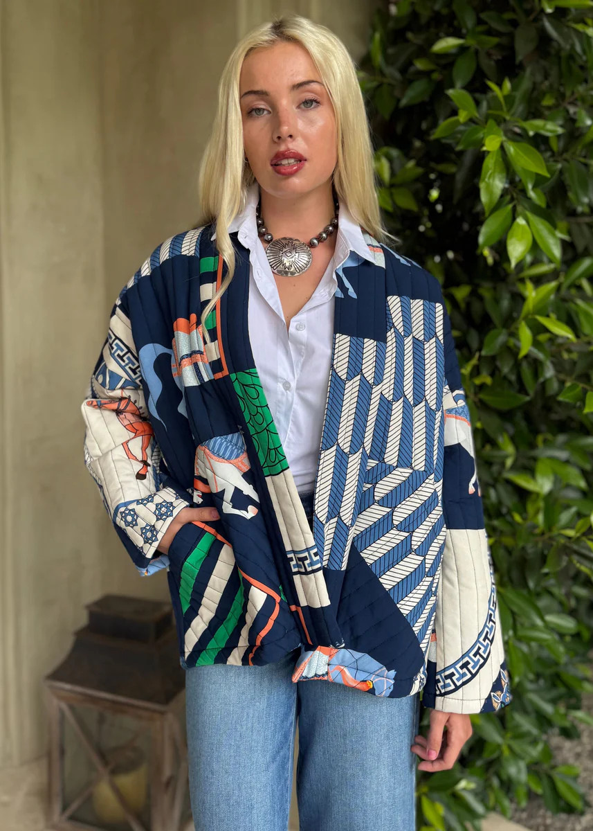 Jacqui Equestrian Quilted Puffer Jacket - Navy | Benaar La