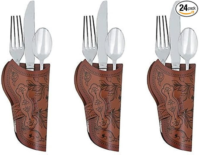 Cowboy Holster Silverware Holders | 24 Pack | 5.5 Inch |Western Party | Cardstock Brown | Amazon (US)