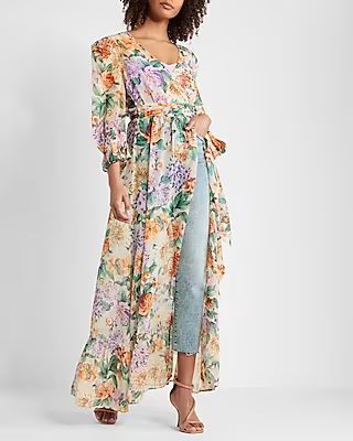 Floral Print Tie Waist Cover-Up | Express