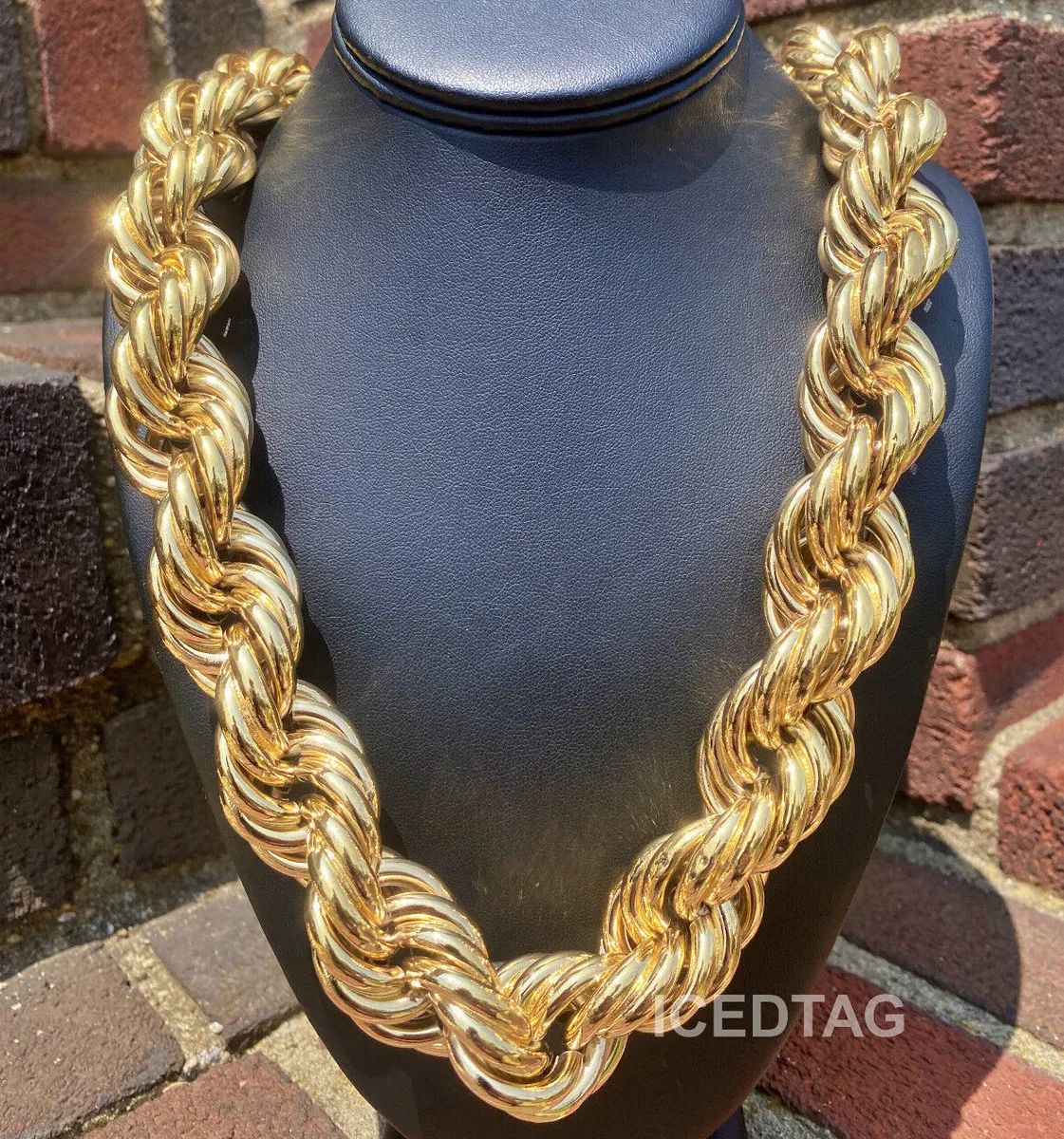 14K Gold Plated 16 - 30MM Hip Hop Retro Dookie Hollow Chunky Rope Chain Necklace  | eBay | eBay US