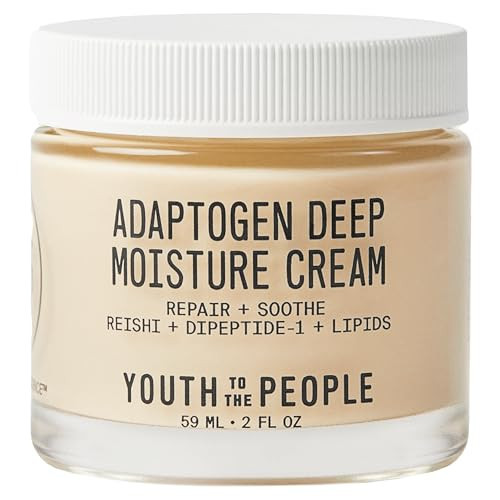 Youth To The People Adaptogen Repairing Face Moisturizer - Peptides For Sensitive + Dry Skin, 24 HR Hydration, Reduces Redness + Soothes Skin Barrier, Non-Comedogenic, Fragrance-free - 2 fl oz | Amazon (US)