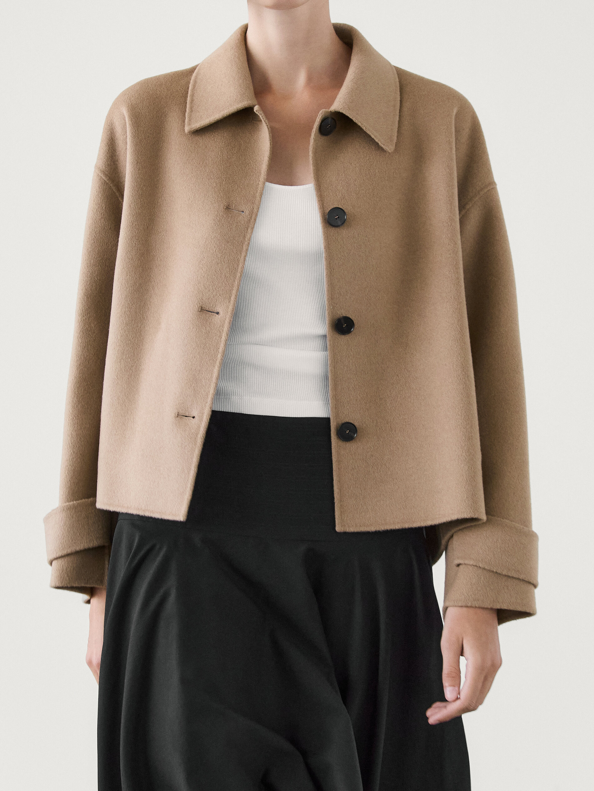 Wool blend jacket with shirt collar | Massimo Dutti US