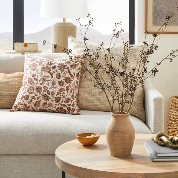 Floral Printed Throw Pillow Rust/Cream - Threshold™ designed with Studio McGee | Target