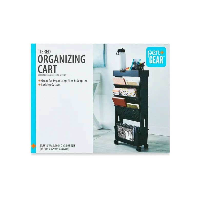 Pen+Gear Tiered Organizing Cart, Black | Walmart (US)