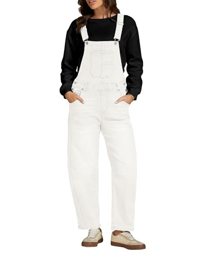 luvamia Barrel Leg Overalls for Women Baggy Bib Stretchy Denim Jumpsuit Loose Fit Jean Overall Ju... | Amazon (US)