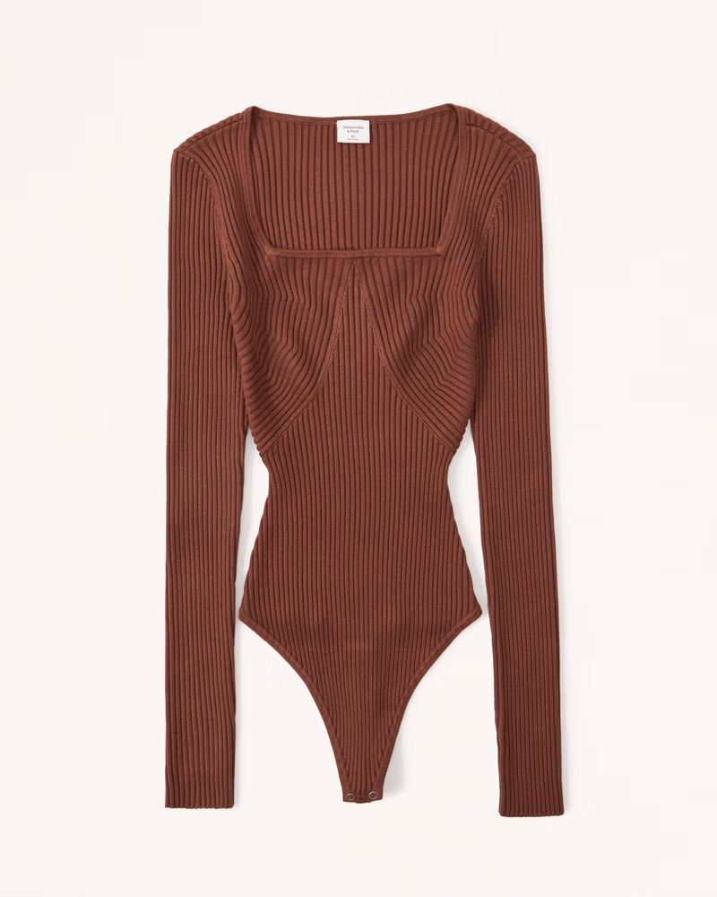 Women's Long-Sleeve Squareneck Sweater Bodysuit | Women's | Abercrombie.com | Abercrombie & Fitch (US)