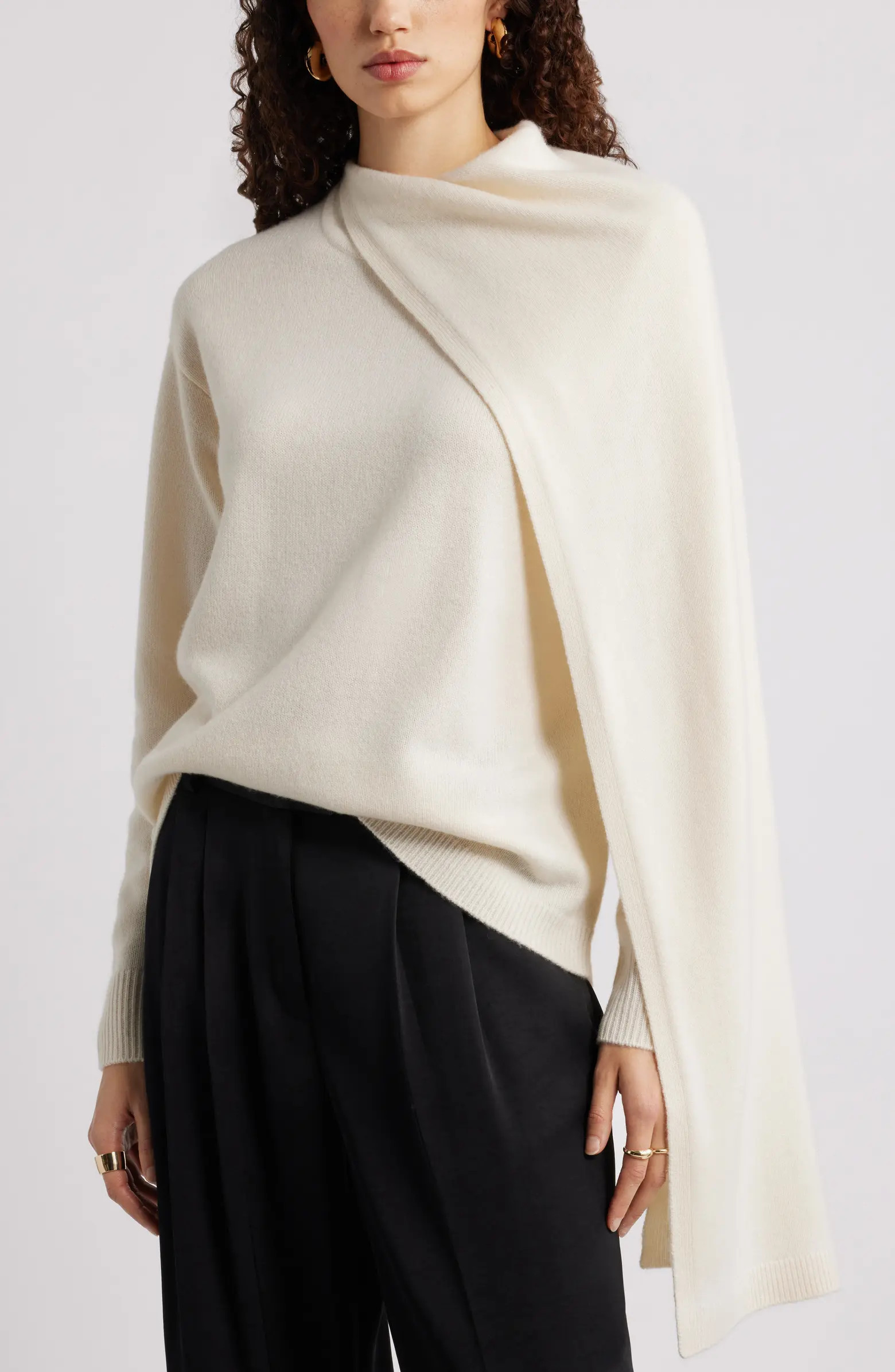 Scarf Collar Wool & Cashmere Sweater | Nordstrom
