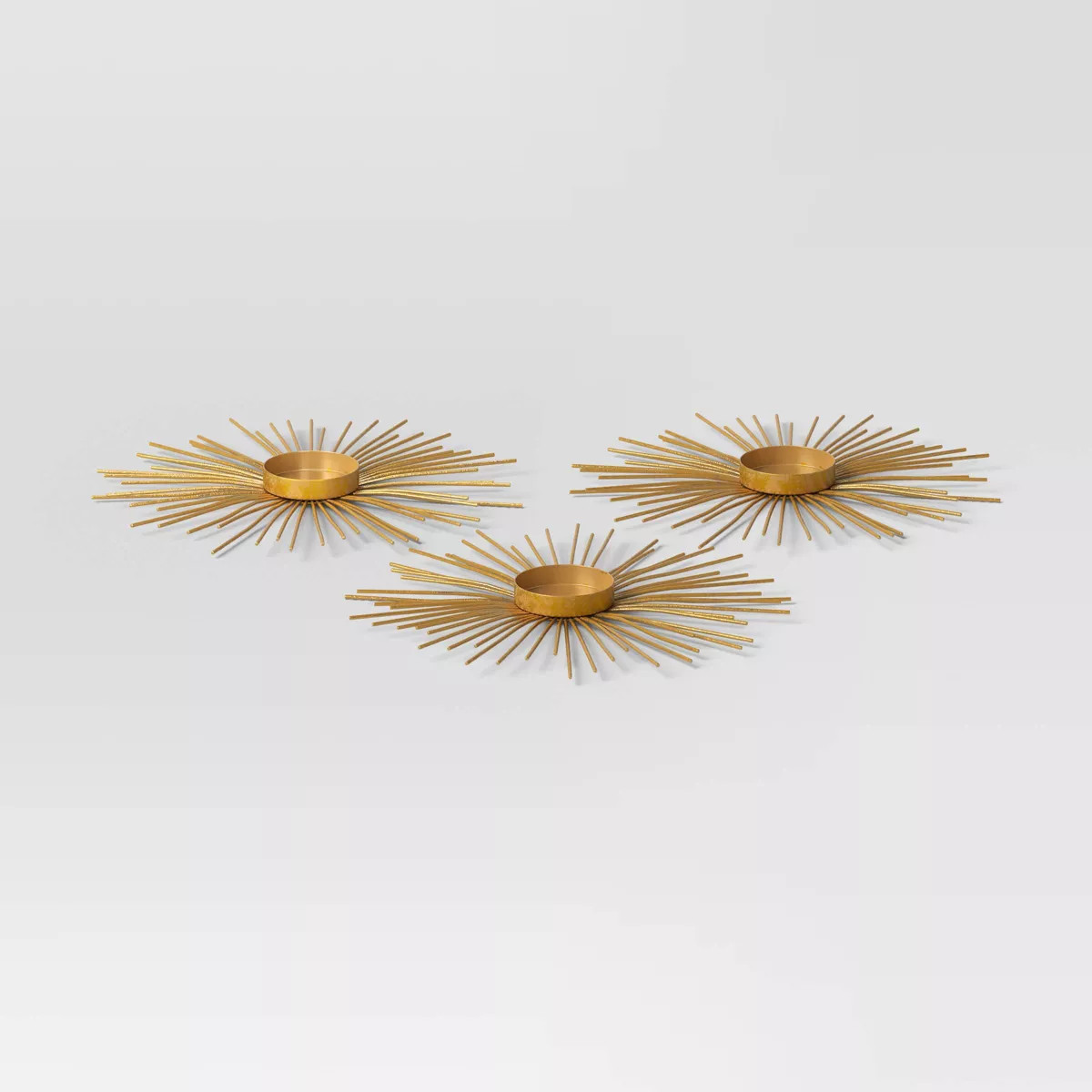 3pc Tealight Metal Burst Christmas Candle Holder Set Gold - Wondershop™ | Target