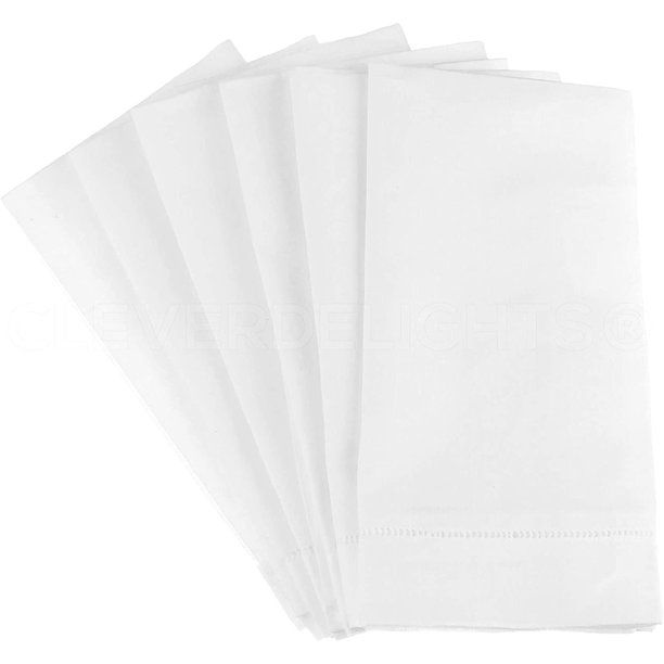 6 Pack White Hemstitch Dinner Napkins - 20' - 55/45 Linen Cotton Blend - 20' x 20' Ladder Hemstit... | Walmart (US)