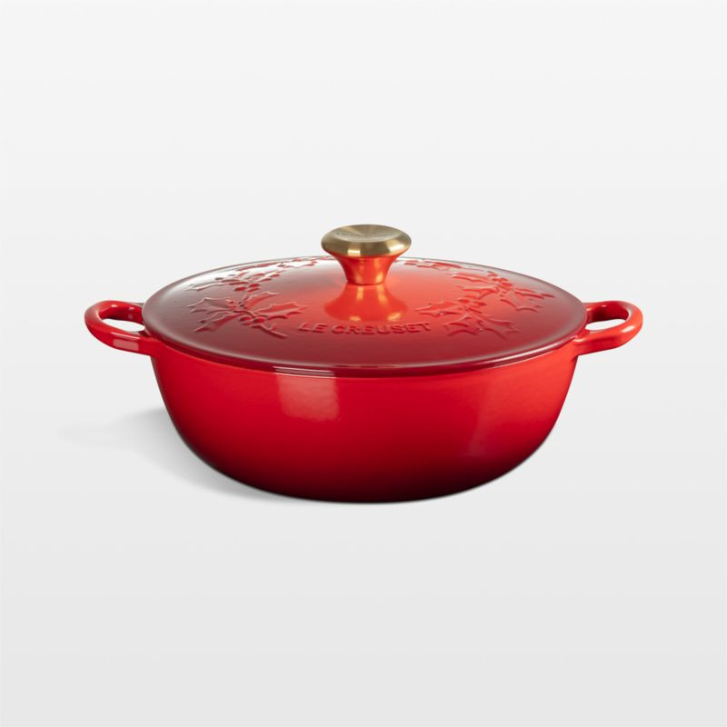 Le Creuset Traditional Holly Cerise 4.5-Qt. Round Dutch Oven with Gold Knob | Crate & Barrel | Crate & Barrel