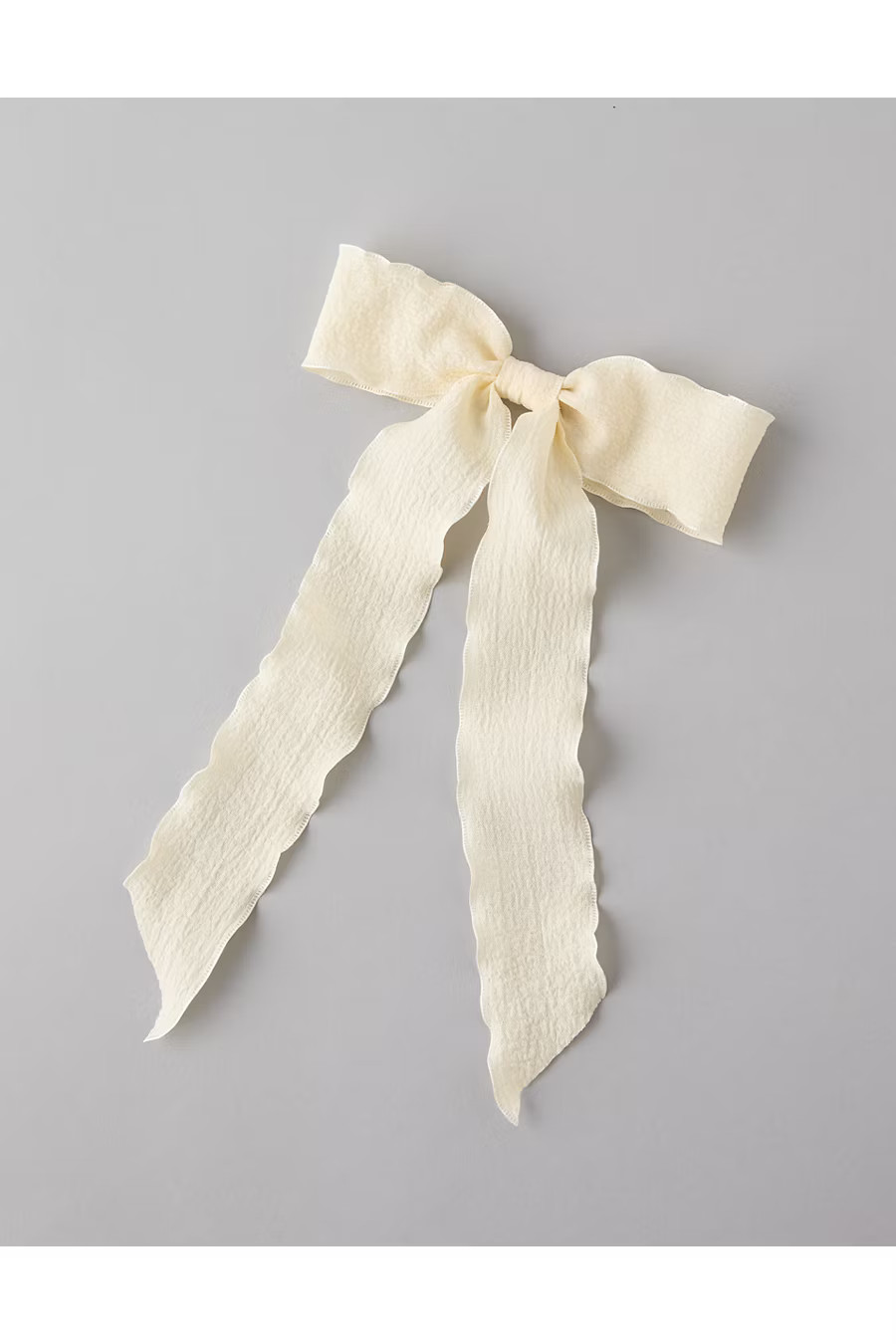 AE Long Ruffle Bow Clip Women's Cream One Size | American Eagle Outfitters (US & CA)