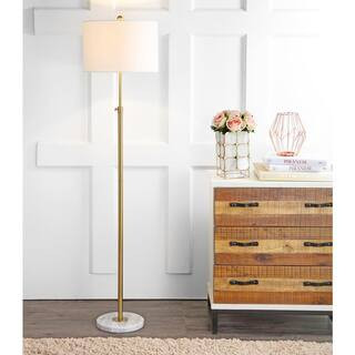 June 65 in. Metal/Marble Adjustable Brass Gold/White Floor Lamp | The Home Depot