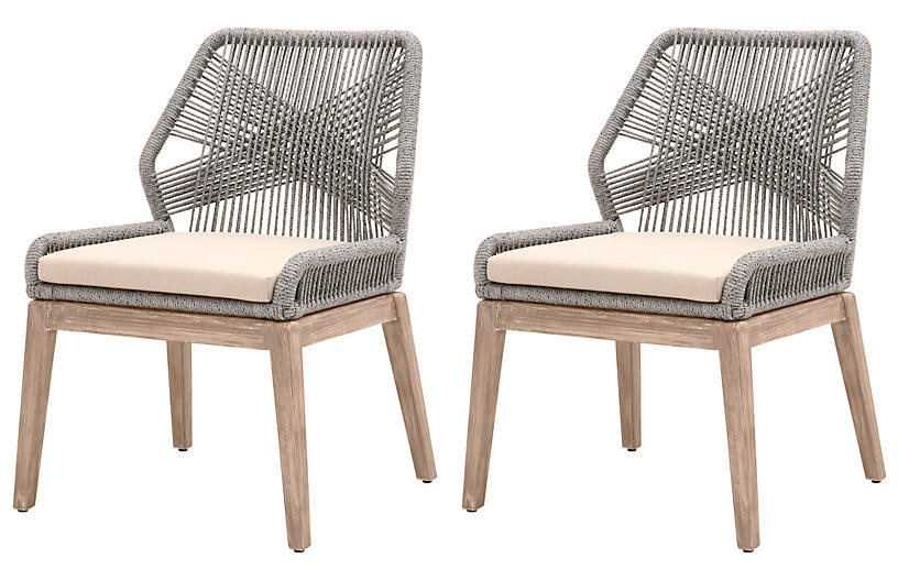 S/2 Easton Side Chairs, Platinum/Light Gray | One Kings Lane