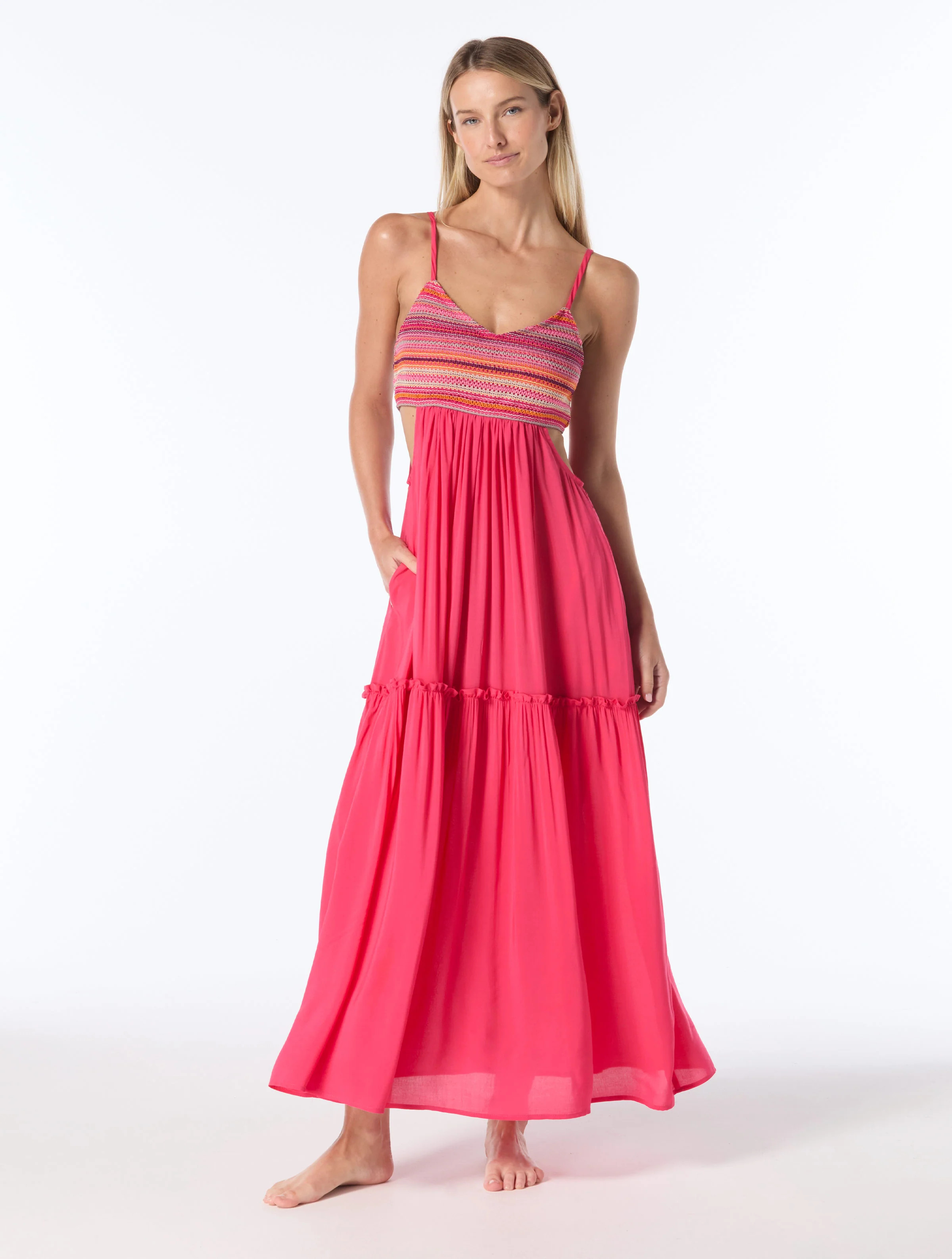 Vince Camuto Cutout Cover Up Maxi Dress - Stripe Crochet | Beach2Ocean