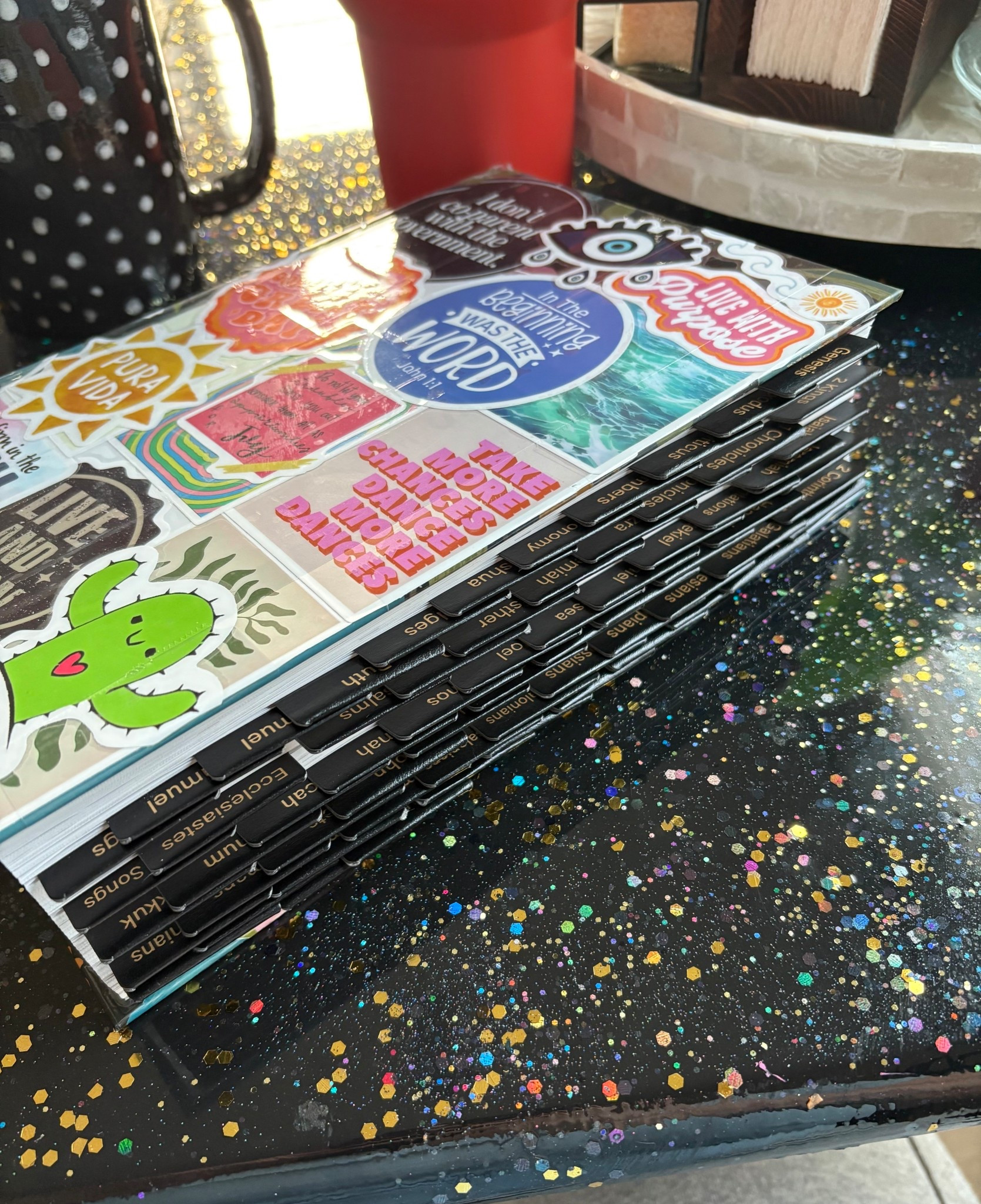 After spending forever reading reviews, I finally found the perfect women’s Bible 🤍 But I wanted to make it feel a little more me. I customized the cover with stickers, added these gorgeous leather Bible tabs (total game changer 🙌), and paired it with this glitter Bible cover that fits so much better than my old one. ✨

The best part? The cover has tons of pockets for my markers, highlighters, pens, and little notes—basically everything I need in one place. Now my Bible feels beautiful, personal, and super functional all at once!

#LTKFamily #LTKHome #LTKStyleTip