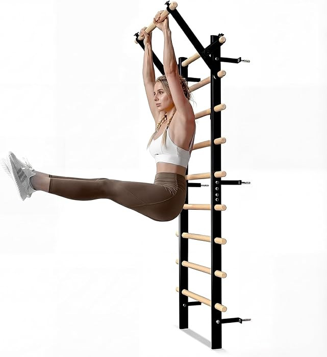 GMWD Swedish Ladder, Stall Bar, Suspension Trainer with Pull-Up Bar and Dip Bar Attachments, Wood... | Amazon (US)