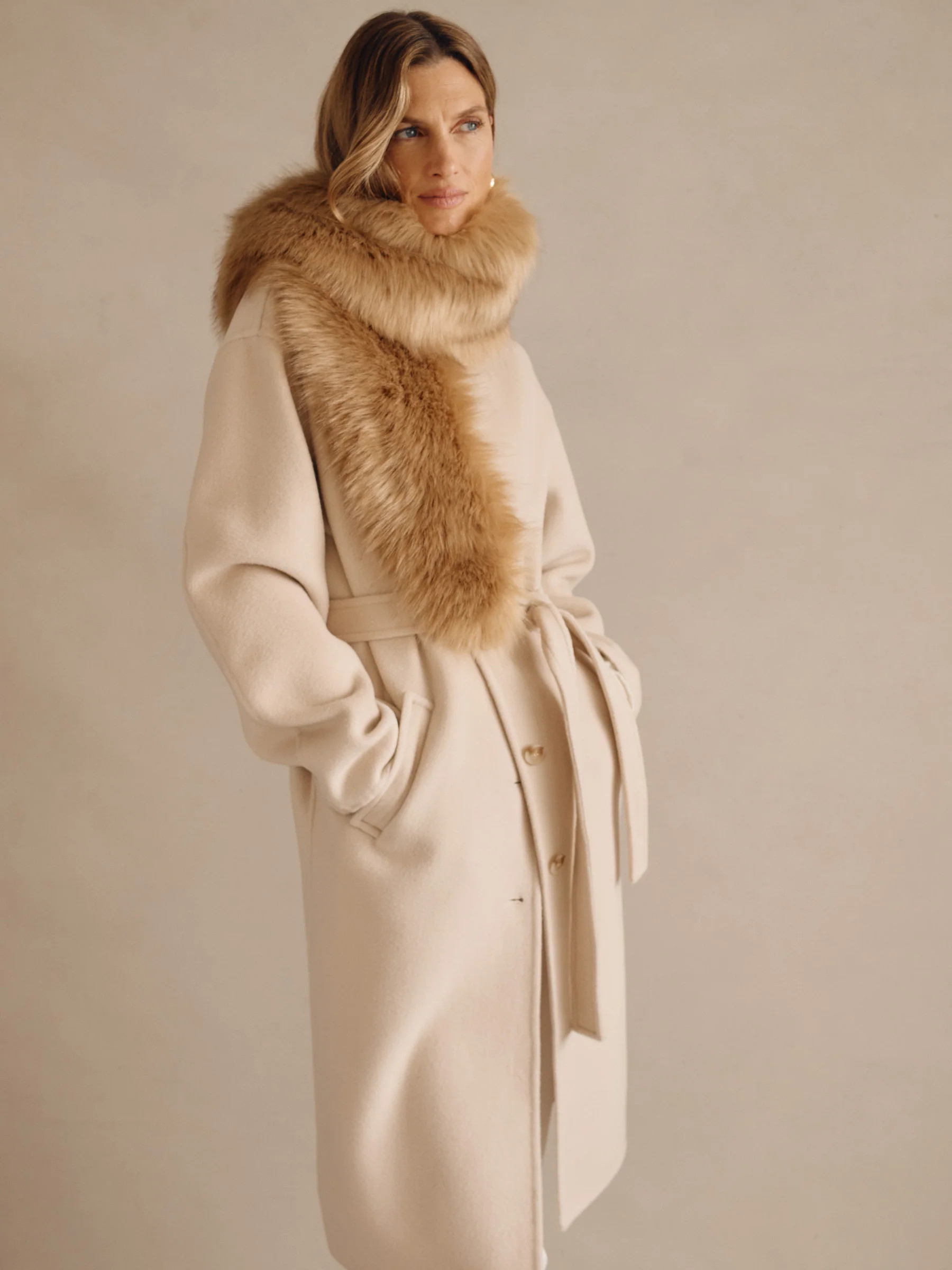 Lt_Oatmeal Solid Maren Coat | Women's Jackets & Outerwear | J.McLaughlin | J.McLaughlin