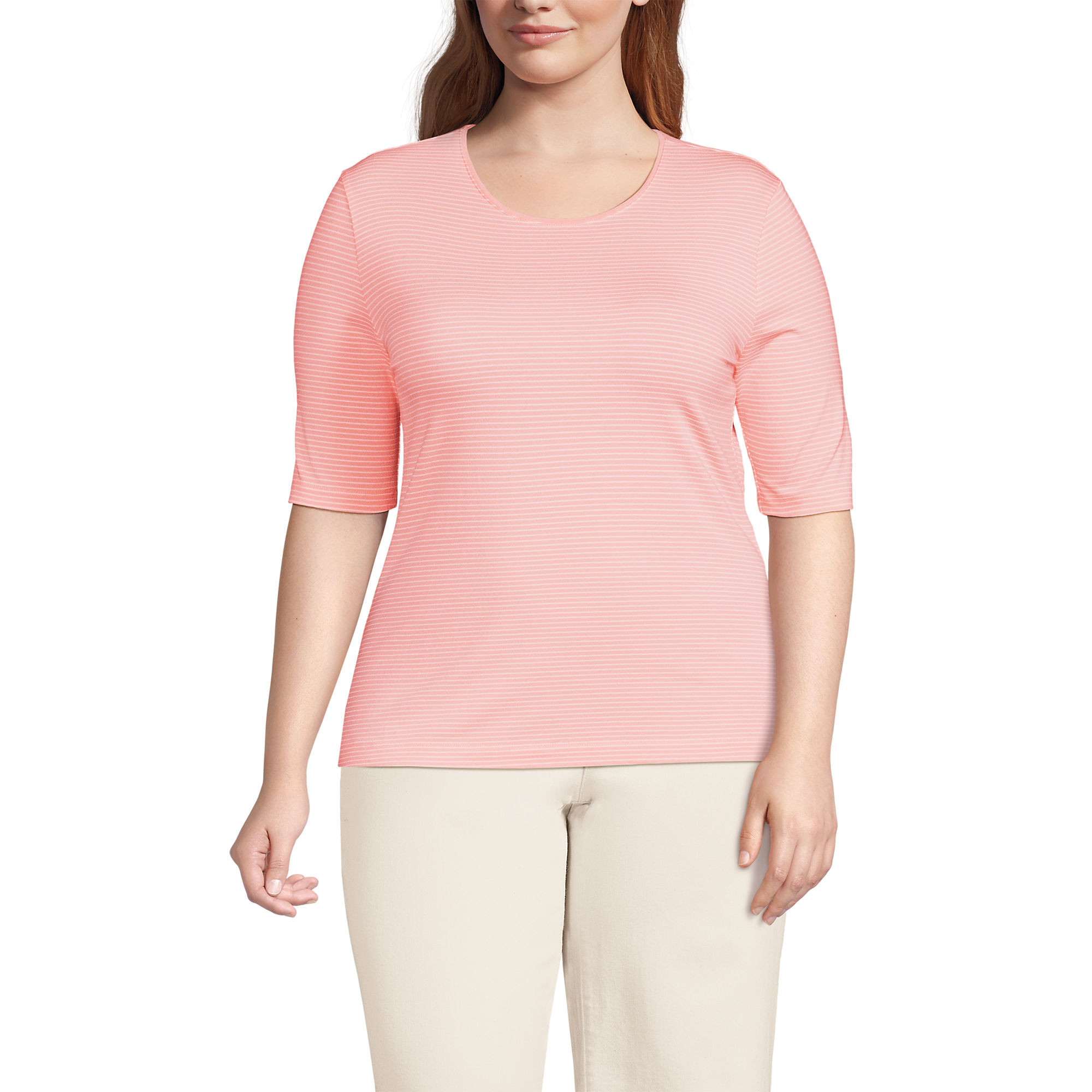 Women's Lightweight Jersey Skimming Elbow Sleeve Crew Neck T-shirt | Lands' End (US)