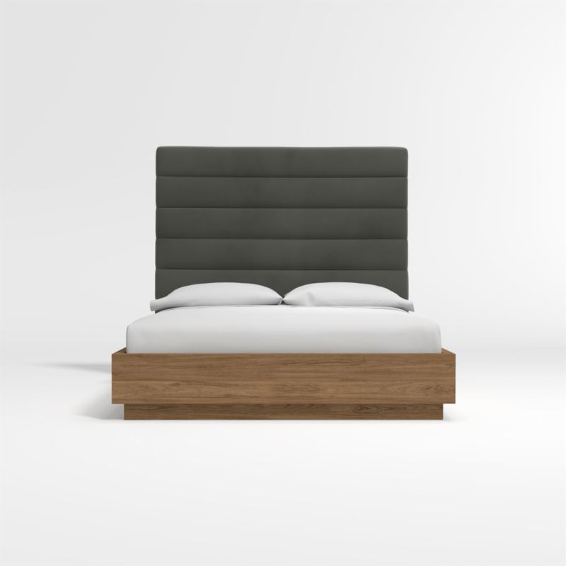 Danielle Headboard with Batten Plinth-Base Bed Fog | Crate & Barrel | Crate & Barrel