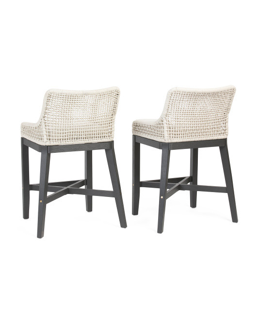 Set Of 2 Grid Weave Rope Counter Stools | TJ Maxx
