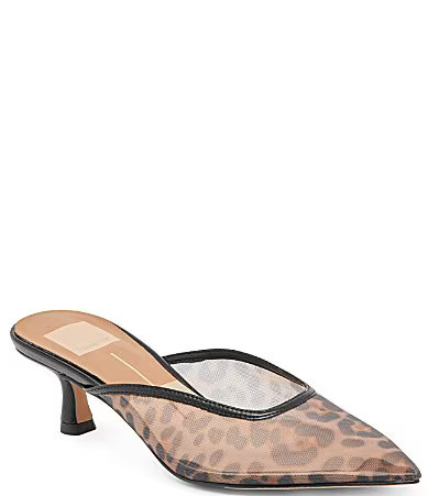 Dolce Vita Cleo Leopard Print Mesh Kitten Heel Mules - 6 | Dillard's