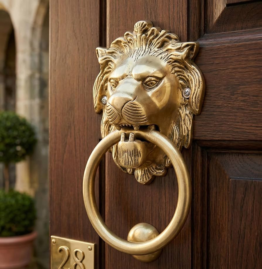 StonKraft Brass Lion Door Knocker Knockers Gate Knocker Door Accessories (Lion 6") | Amazon (US)