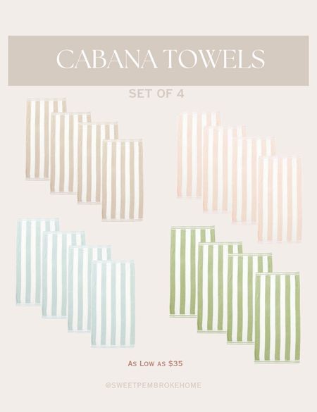 Get ready for warm weather! Cabana towel sets, as low as $35 for all 4.

#LTKhome #LTKSeasonal #LTKsalealert